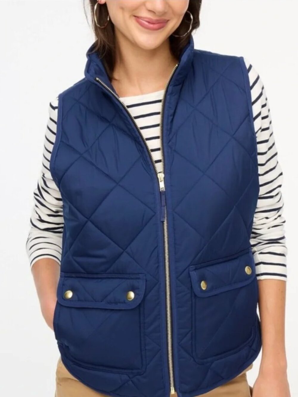 Woolrich NWT Duck Down Quilted Full Zip Puffer Vest Navy Blue Pockets, size XL